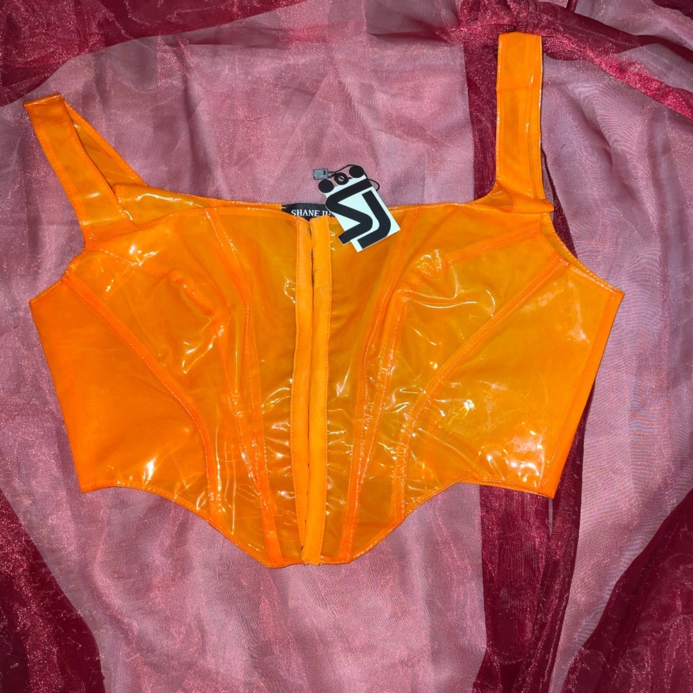 Orange pvc corset